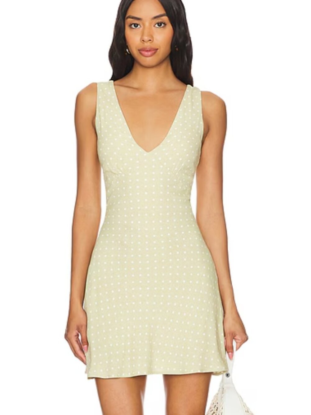 PAIGE Juanita Dot Sleeveless Dress – Pale Olive Seashell – Size 6 – NWT